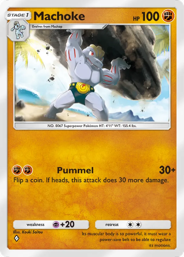 Machoke, Shining Revelry #038, Stage 1 Fighting Pokémon, illustrated by Kouki Saitou