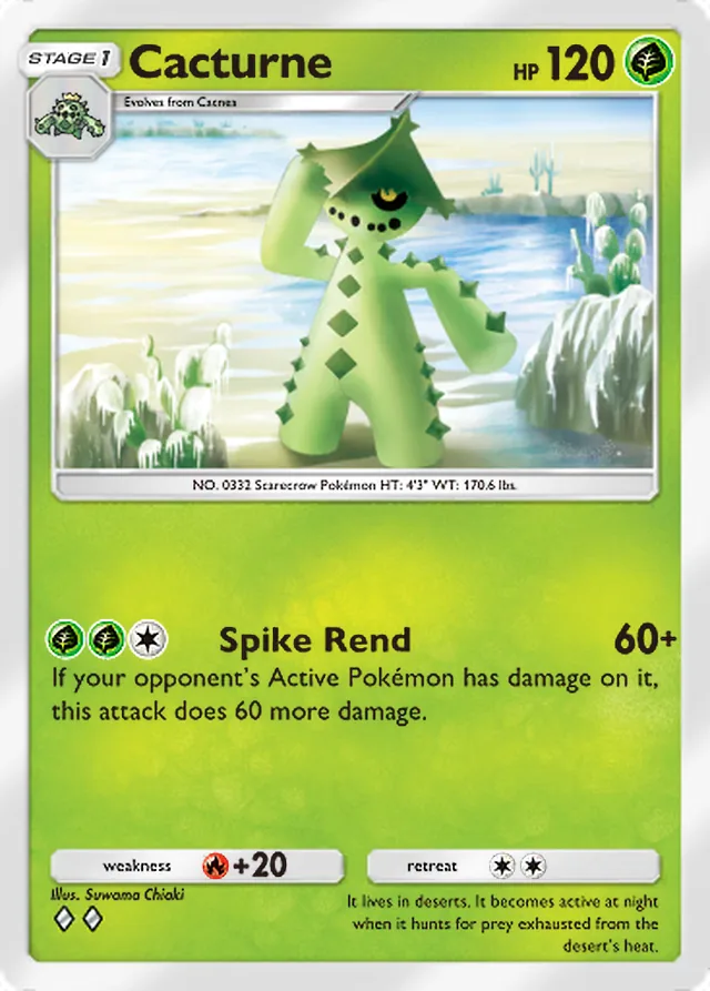 Cacturne, Fantastical Parade #007, Stage 1 Grass Pokémon, illustrated by Suwama Chiaki
