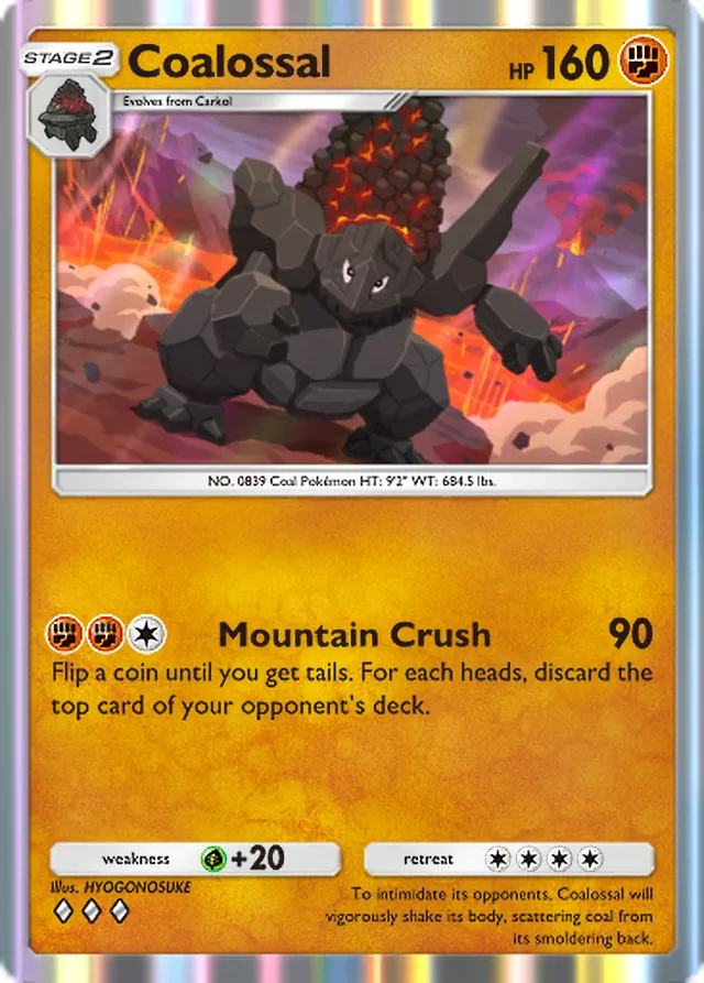 Coalossal, Pulsing Aura #094, Stage 2 Fighting Pokémon, illustrated by HYOGONOSUKE
