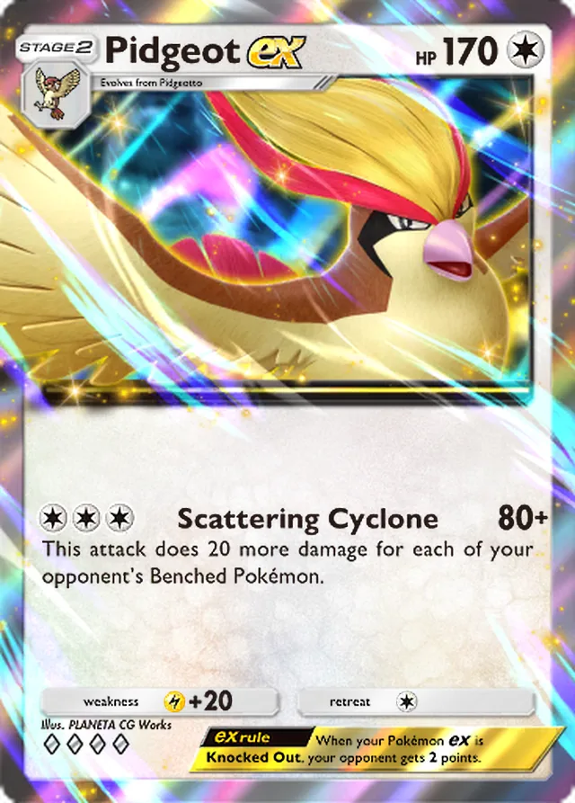 Pidgeot ex, Mythical Island #059, Stage 2 Colorless Pokémon, illustrated by PLANETA CG Works