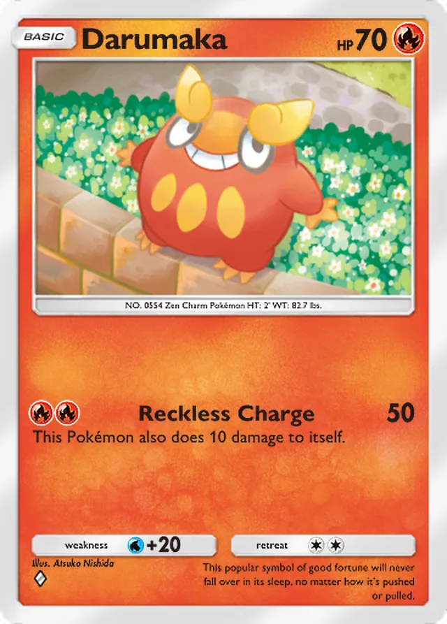 Darumaka, Mega Rising #039, Basic Fire Pokémon, illustrated by Atsuko Nishida