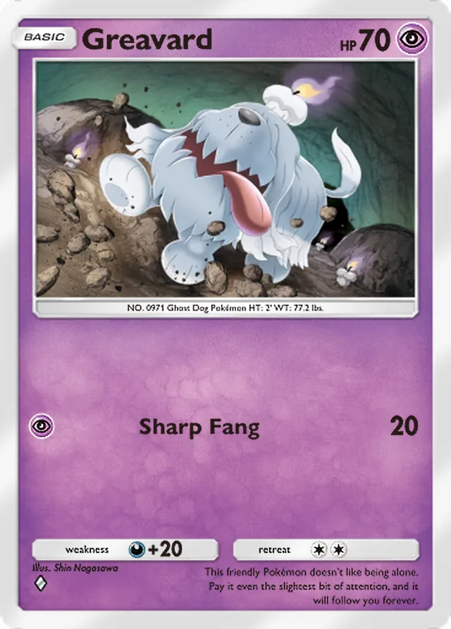 Greavard, Paradox Drive #023, Basic Psychic Pokémon, illustrated by Shin Nagasawa
