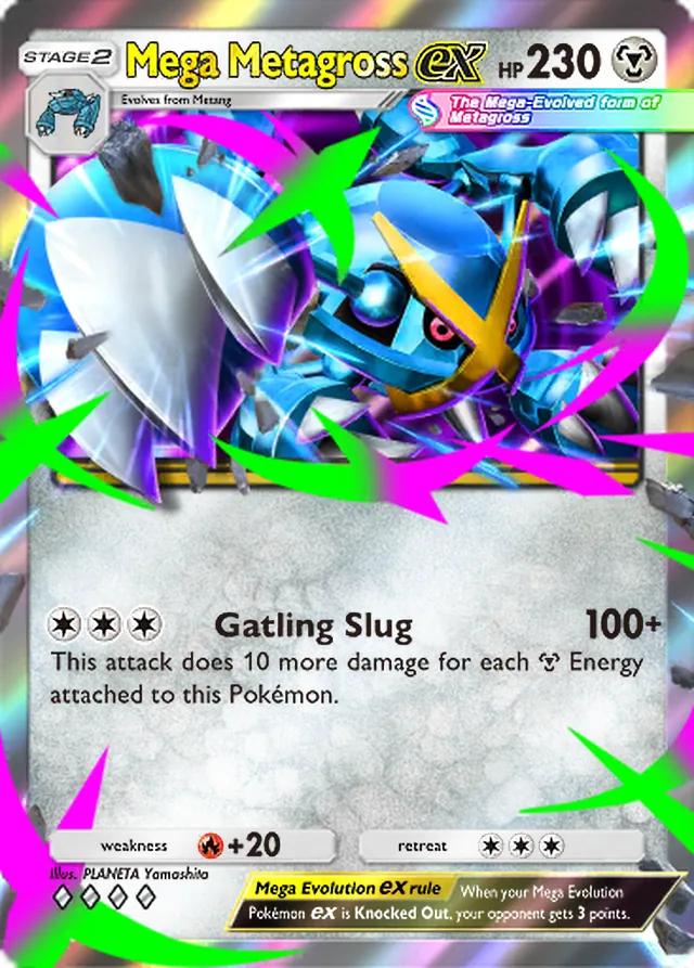 Mega Metagross ex, Ruler of the Skies #109, Stage 2 Metal Pokémon, illustrated by PLANETA Yamashita