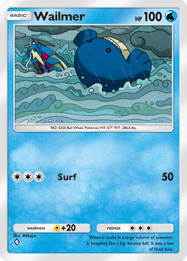 Wailmer, Mega Rising #056, Basic Water Pokémon, illustrated by Mékayu