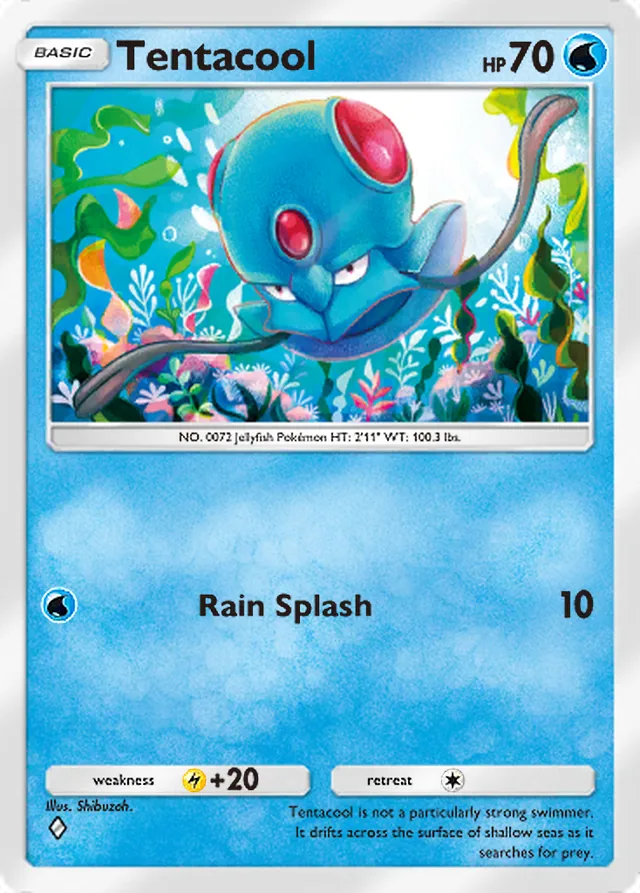 Tentacool, Shining Revelry #014, Basic Water Pokémon, illustrated by Shibuzoh.