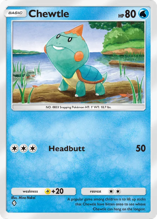 Chewtle, Fantastical Parade #043, Basic Water Pokémon, illustrated by Mina Nakai