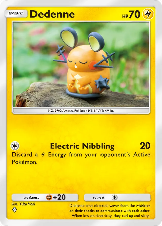 Dedenne, Mega Rising #094, Basic Lightning Pokémon, illustrated by Yuka Morii