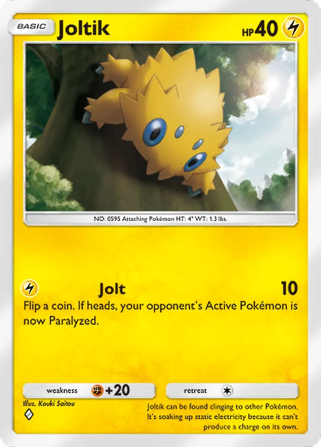Joltik, Eevee Grove #026, Basic Lightning Pokémon, illustrated by Kouki Saitou