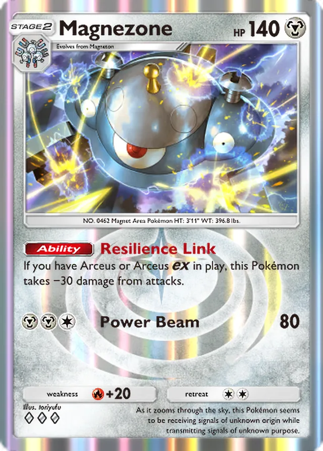 Magnezone, Triumphant Light #055, Stage 2 Metal Pokémon, illustrated by toriyufu