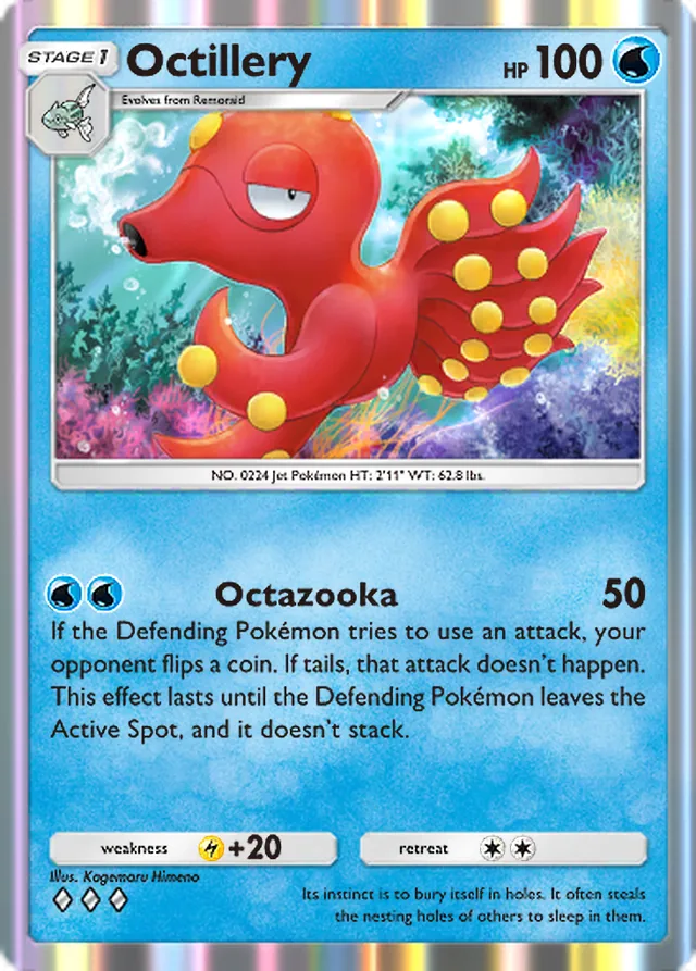 Octillery, Wisdom of Sea and Sky #056, Stage 1 Water Pokémon, illustrated by Kagemaru Himeno