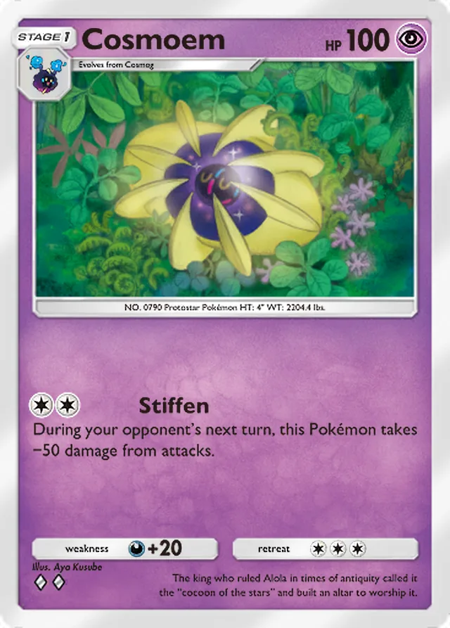 Cosmoem, Celestial Guardians #086, Stage 1 Psychic Pokémon, illustrated by Aya Kusube