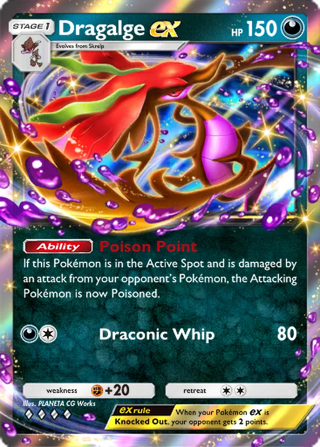 Dragalge ex, Mega Rising #160, Stage 1 Darkness Pokémon, illustrated by PLANETA CG Works