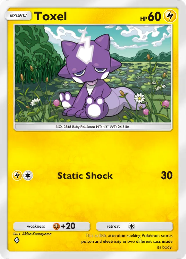 Toxel, Fantastical Parade #054, Basic Lightning Pokémon, illustrated by Akira Komayama
