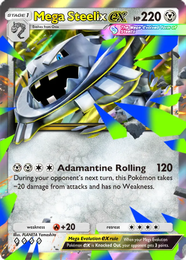 Mega Steelix ex, Crimson Blaze #052, Stage 1 Metal Pokémon, illustrated by PLANETA Yamashita