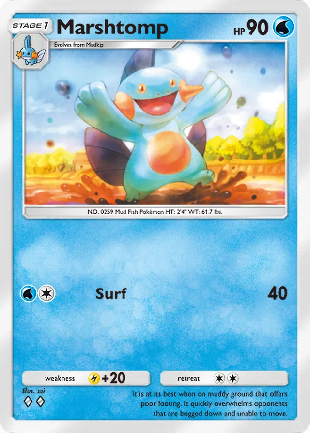 Marshtomp, Fantastical Parade #034, Stage 1 Water Pokémon, illustrated by sui