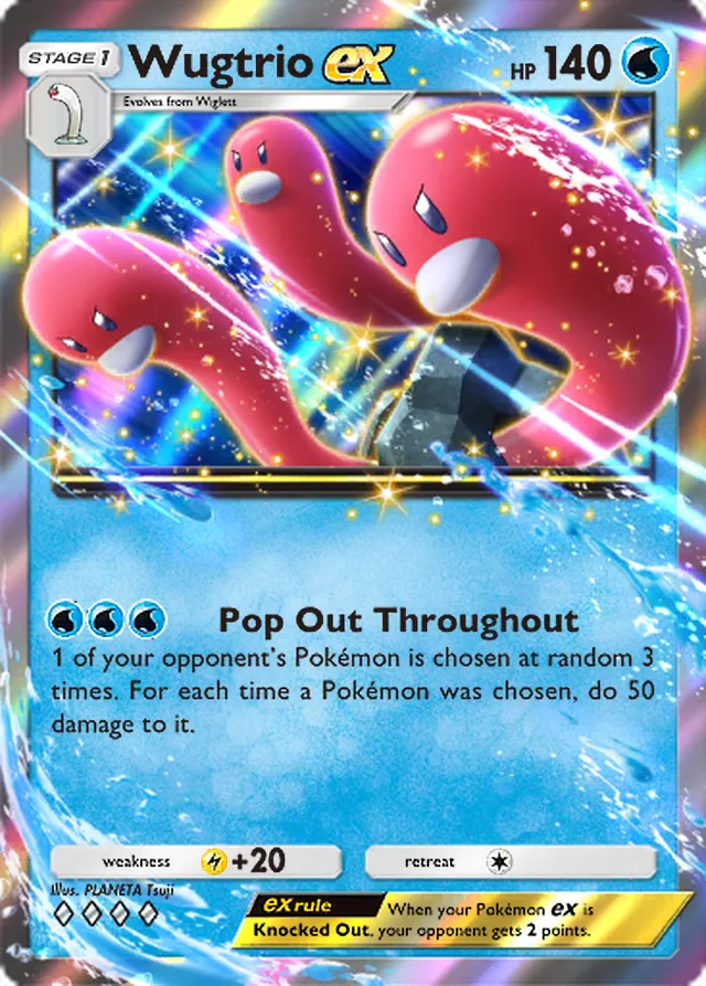 Wugtrio ex, Shining Revelry #019, Stage 1 Water Pokémon, illustrated by PLANETA Tsuji