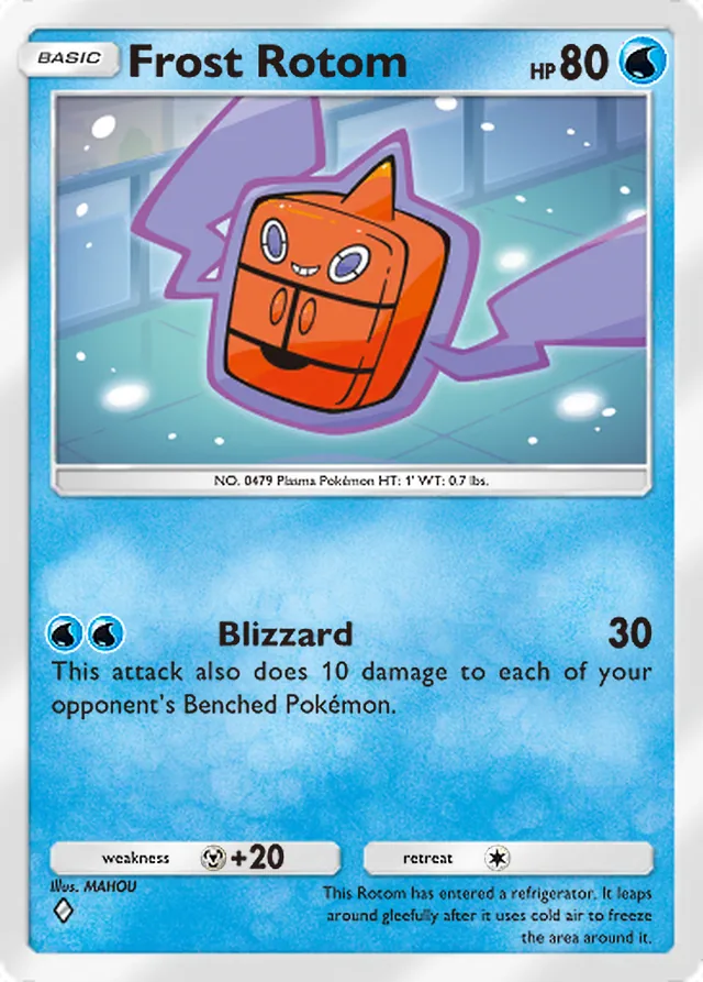 Frost Rotom, Space-Time Smackdown #048, Basic Water Pokémon, illustrated by MAHOU
