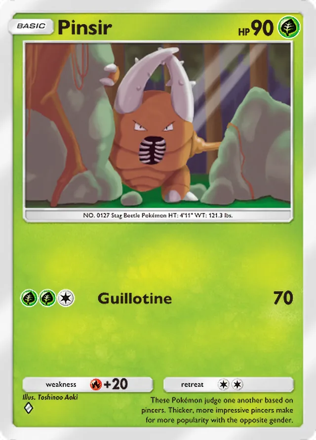 Pinsir, Wisdom of Sea and Sky #007, Basic Grass Pokémon, illustrated by Toshinao Aoki