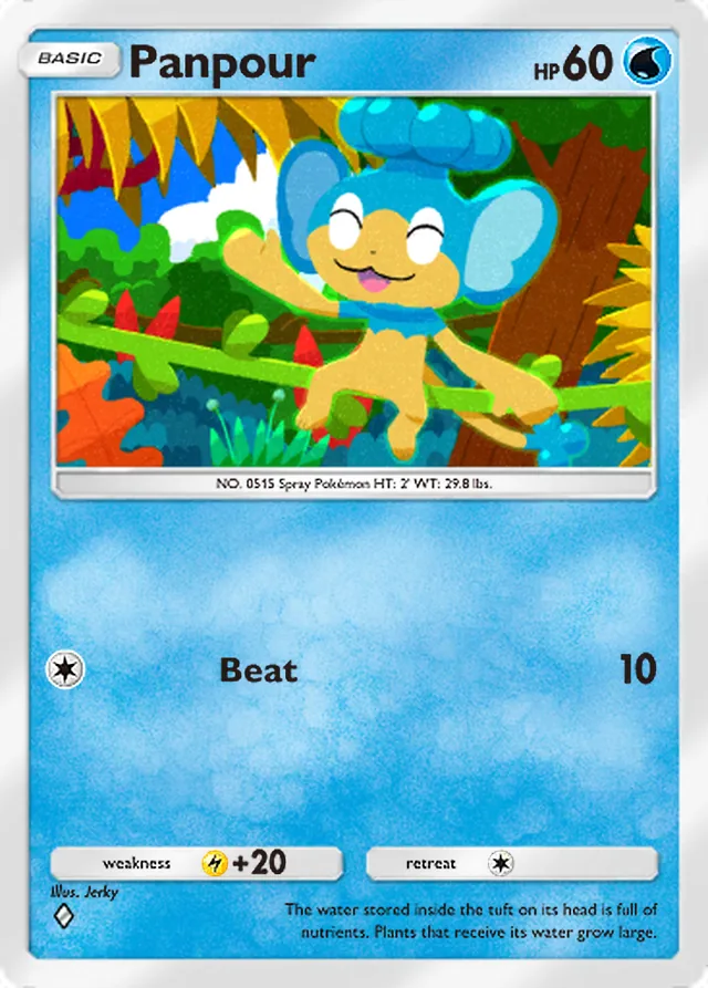 Panpour, Mega Rising #061, Basic Water Pokémon, illustrated by Jerky