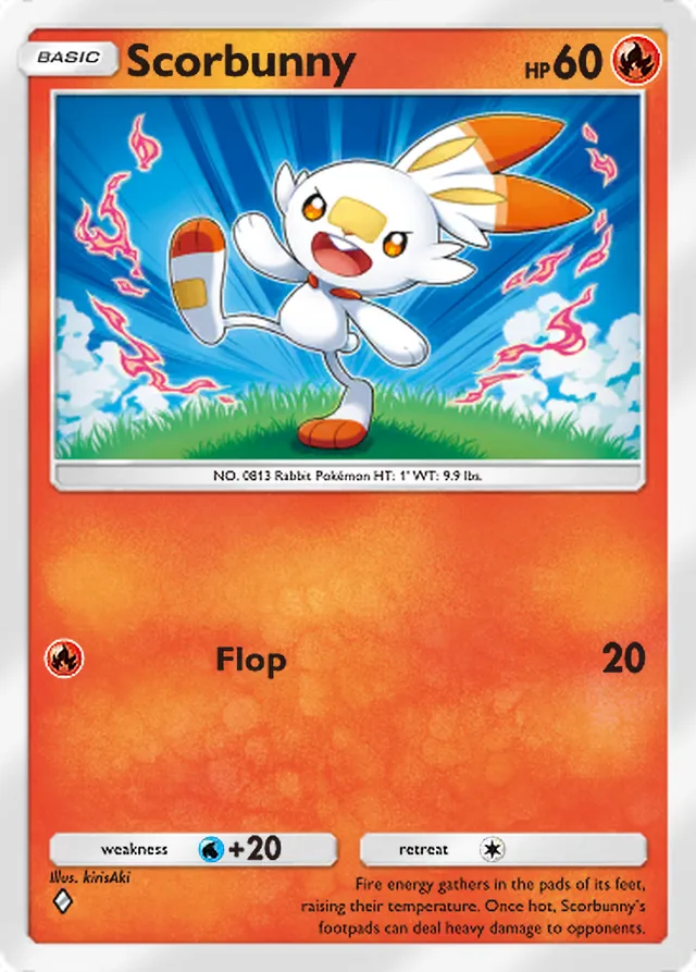 Scorbunny, Fantastical Parade #024, Basic Fire Pokémon, illustrated by kirisAki