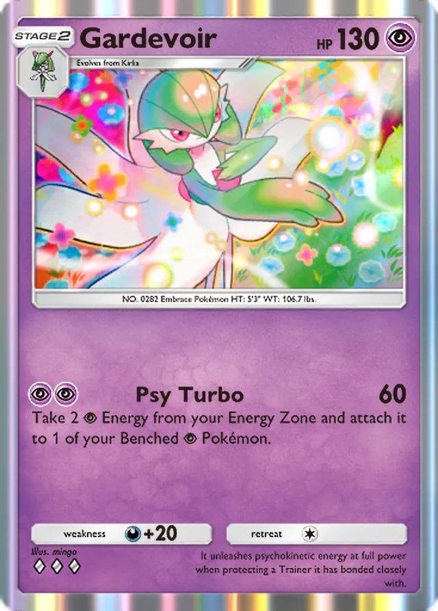 Gardevoir, Fantastical Parade #065, Stage 2 Psychic Pokémon, illustrated by mingo