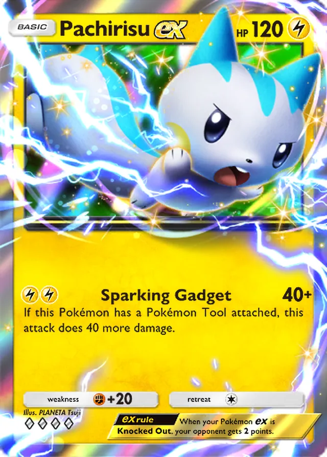 Pachirisu ex, Space-Time Smackdown #061, Basic Lightning Pokémon, illustrated by PLANETA Tsuji