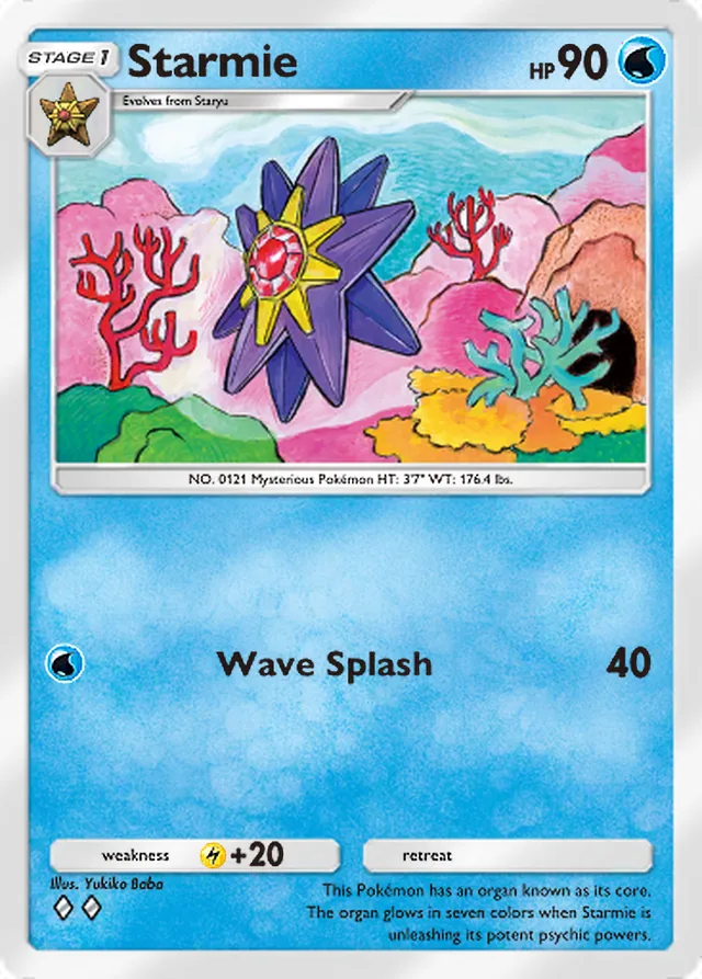 Starmie, Genetic Apex #075, Stage 1 Water Pokémon, illustrated by Yukiko Baba