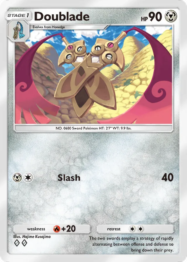 Doublade, Mega Rising #171, Stage 1 Metal Pokémon, illustrated by Hajime Kusajima