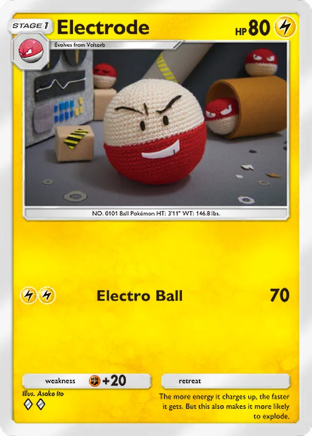 Electrode, Genetic Apex #100, Stage 1 Lightning Pokémon, illustrated by Asako Ito