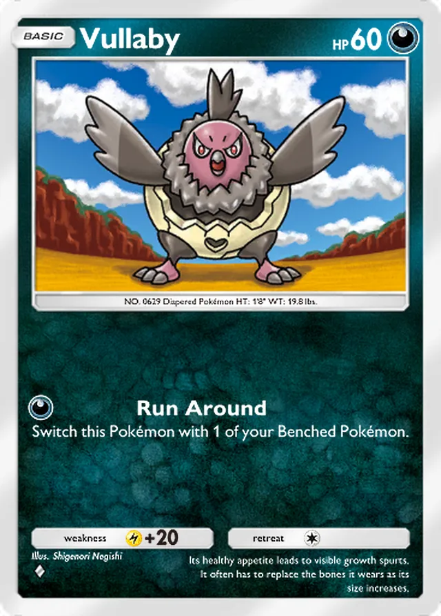 Vullaby, Ruler of the Skies #101, Basic Darkness Pokémon, illustrated by Shigenori Negishi