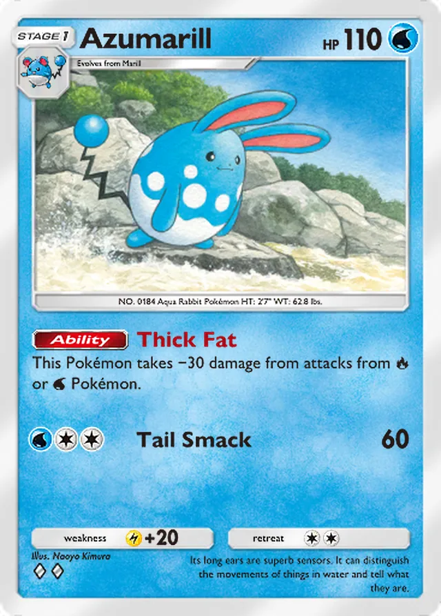 Azumarill, Wisdom of Sea and Sky #050, Stage 1 Water Pokémon, illustrated by Naoyo Kimura