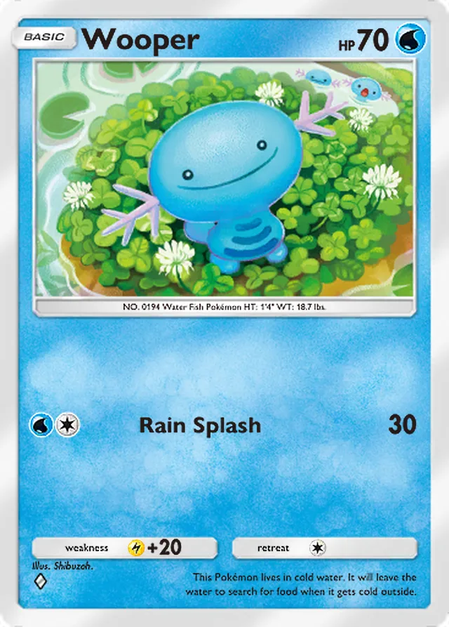 Wooper, Wisdom of Sea and Sky #051, Basic Water Pokémon, illustrated by Shibuzoh.
