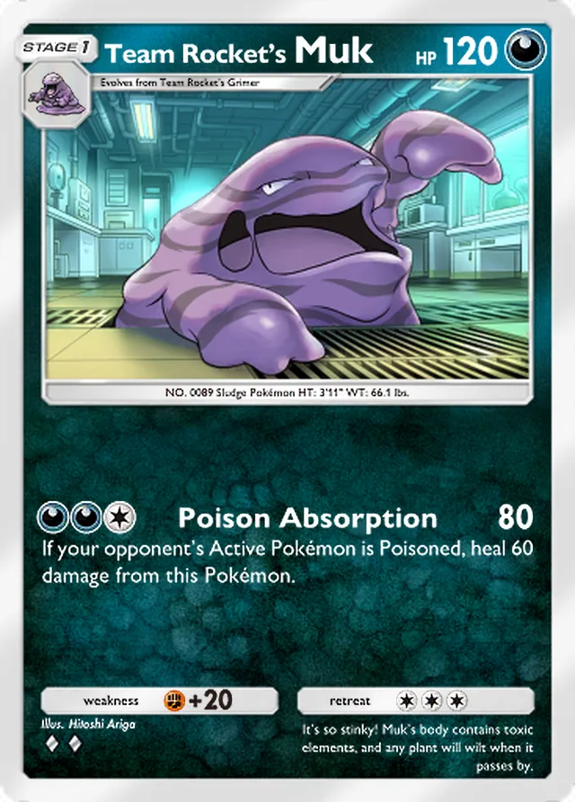 Team Rocket’s Muk, Team Rocket’s Ambition #041, Stage 1 Darkness Pokémon, illustrated by Hitoshi Ariga