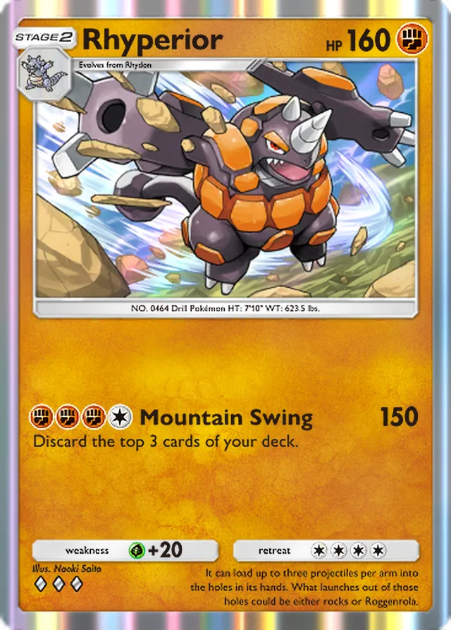 Rhyperior, Space-Time Smackdown #082, Stage 2 Fighting Pokémon, illustrated by Naoki Saito