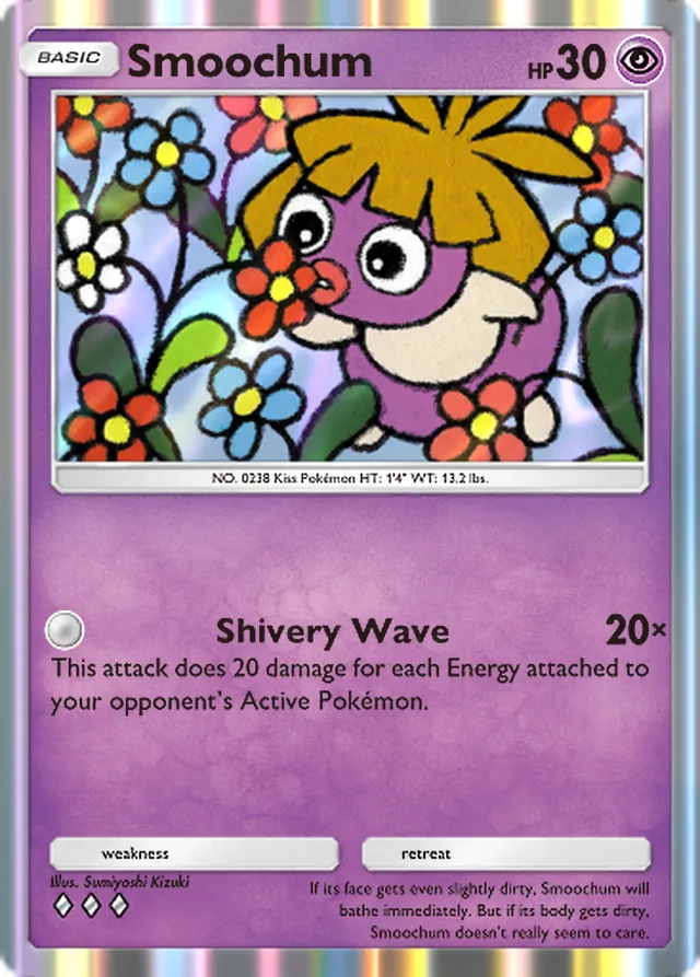 Smoochum, Wisdom of Sea and Sky #075, Basic Psychic Pokémon, illustrated by Sumiyoshi Kizuki