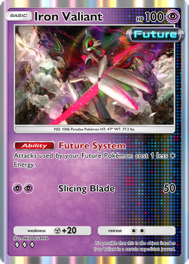 Iron Valiant, Paradox Drive #027, Basic Psychic Pokémon, illustrated by AKIRA EGAWA