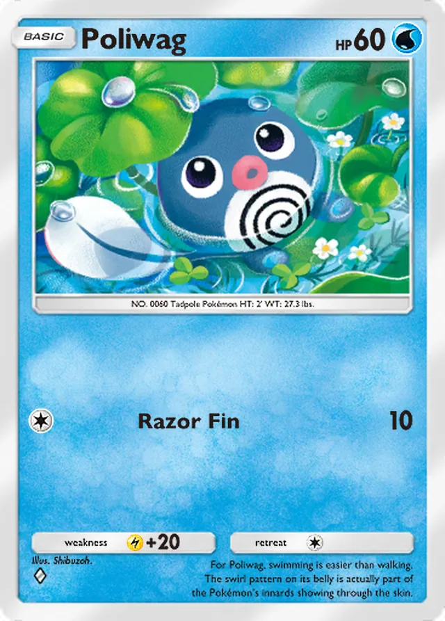 Poliwag, Genetic Apex #059, Basic Water Pokémon, illustrated by Shibuzoh.