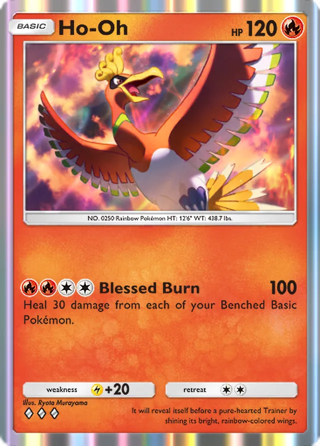 Ho-Oh, Mega Rising #032, Basic Fire Pokémon, illustrated by Ryota Murayama