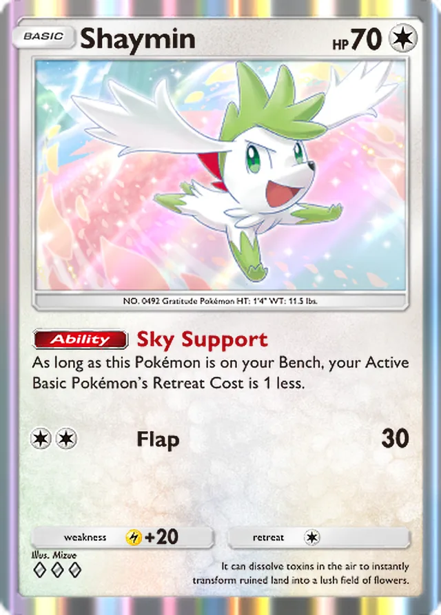 Shaymin, Triumphant Light #069, Basic Colorless Pokémon, illustrated by Mizue