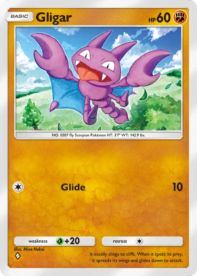 Gligar, Wisdom of Sea and Sky #094, Basic Fighting Pokémon, illustrated by Mina Nakai