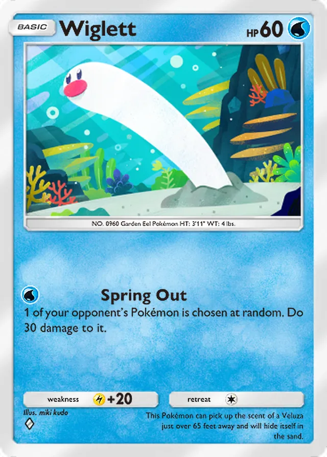 Wiglett, Shining Revelry #018, Basic Water Pokémon, illustrated by miki kudo