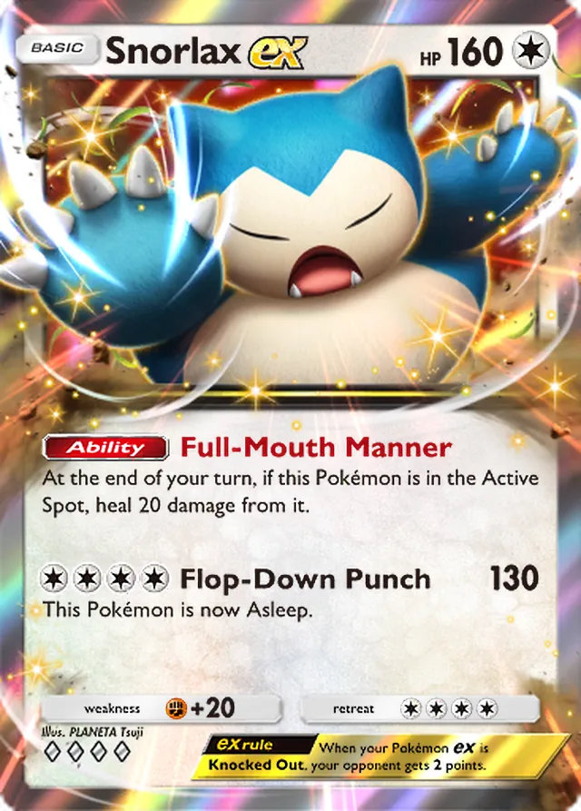 Snorlax ex, Eevee Grove #057, Basic Colorless Pokémon, illustrated by PLANETA Tsuji