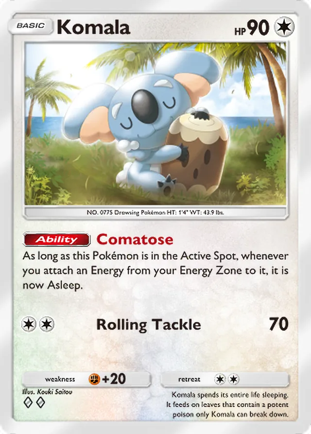 Komala, Celestial Guardians #141, Basic Colorless Pokémon, illustrated by Kouki Saitou