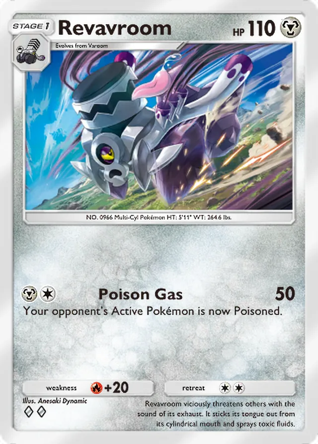 Revavroom, Paldean Wonders #076, Stage 1 Metal Pokémon, illustrated by Anesaki Dynamic