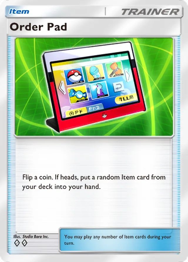 Order Pad, Ruler of the Skies #145, Trainer card, illustrated by Studio Bora Inc.