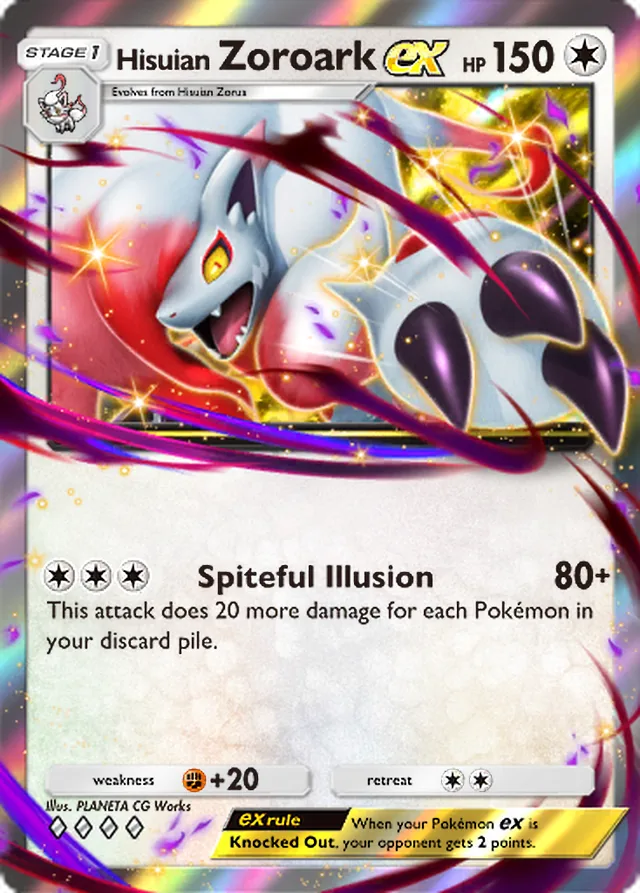 Hisuian Zoroark ex, Everyday Wonders #060, Stage 1 Colorless Pokémon, illustrated by PLANETA CG Works