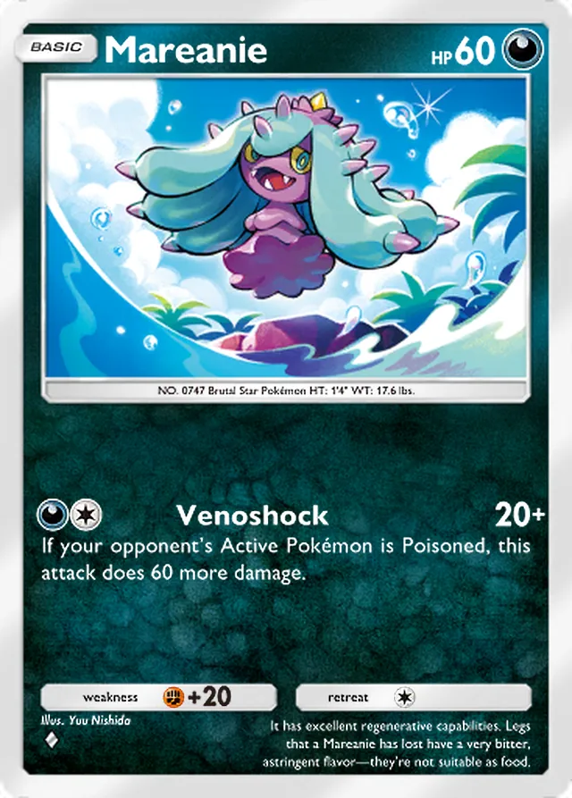 Mareanie, Everyday Wonders #046, Basic Darkness Pokémon, illustrated by Yuu Nishida