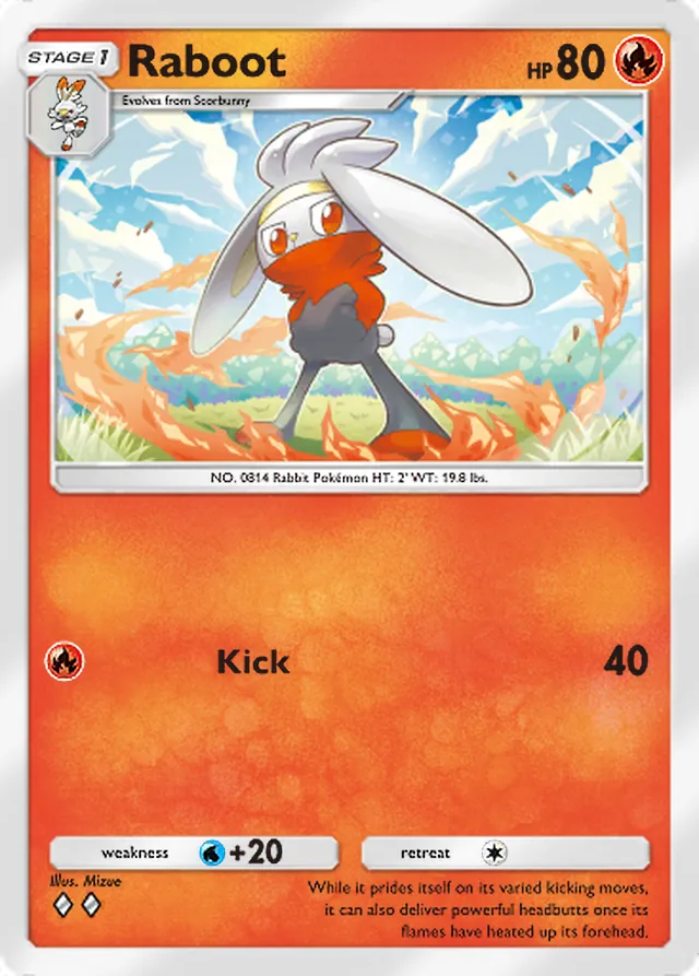 Raboot, Fantastical Parade #025, Stage 1 Fire Pokémon, illustrated by Mizue