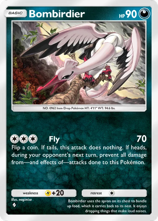 Bombirdier, Paldean Wonders #071, Basic Darkness Pokémon, illustrated by nagimiso