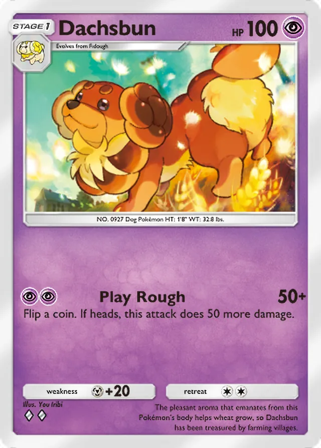Dachsbun, Paldean Wonders #047, Stage 1 Psychic Pokémon, illustrated by You Iribi
